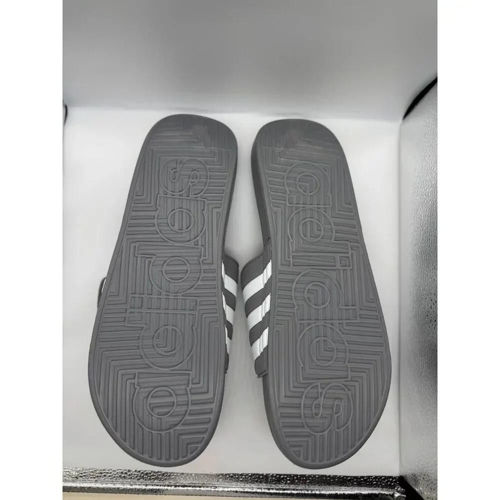 Adidas Mens Adissage Slides 17 Gray White Athletic Massage Sandals